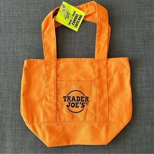 NWT Trader Joe's Trick or Treat Orange & Black Canvas Tote Bag!